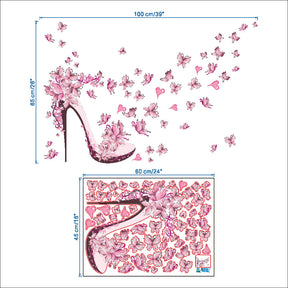 Rosa Schmetterling High Heels Wandsticker